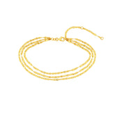 Triple Twist Mariner Layered Anklet yellow gold